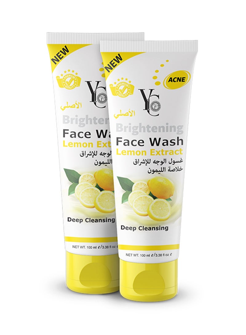 واي سي غسول الوجه للإشراق بالليمون - لحب الشباب 100 مل - 2 قطعة