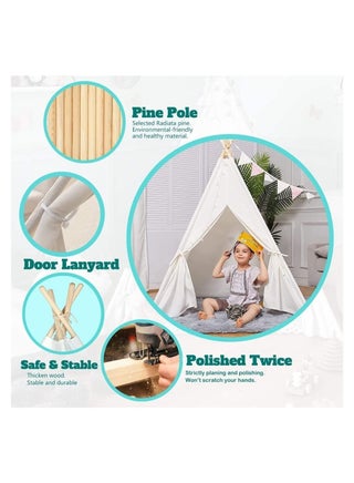DMG TECH Kids Teepee Play Tent Foldable Canvas Portable Teepee