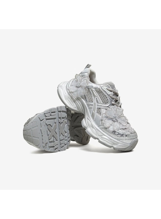 Tata  Spring Mall Fashion Casual Versatile Women's Dad Sneakers Silver Gray Size 38 - Image 3