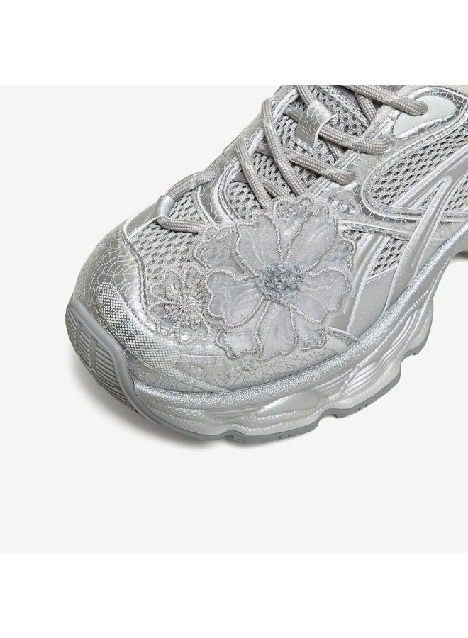 Tata  Spring Mall Fashion Casual Versatile Women's Dad Sneakers Silver Gray Size 38 - Image 4