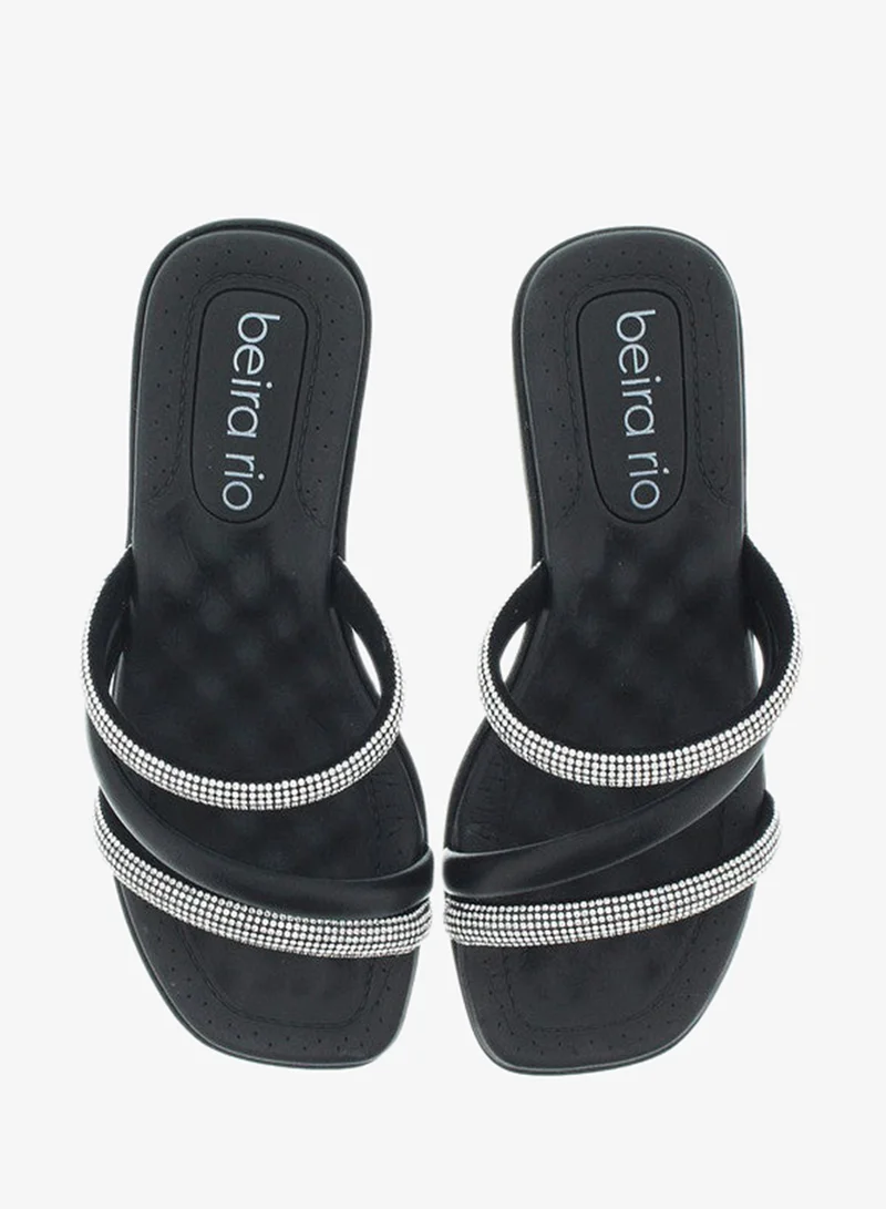 Beira Rio Black Flat Sandals for Women – Stylish Ladies Flat Sandals & Comfortable Flat Slippers for Women | Best Price UAE