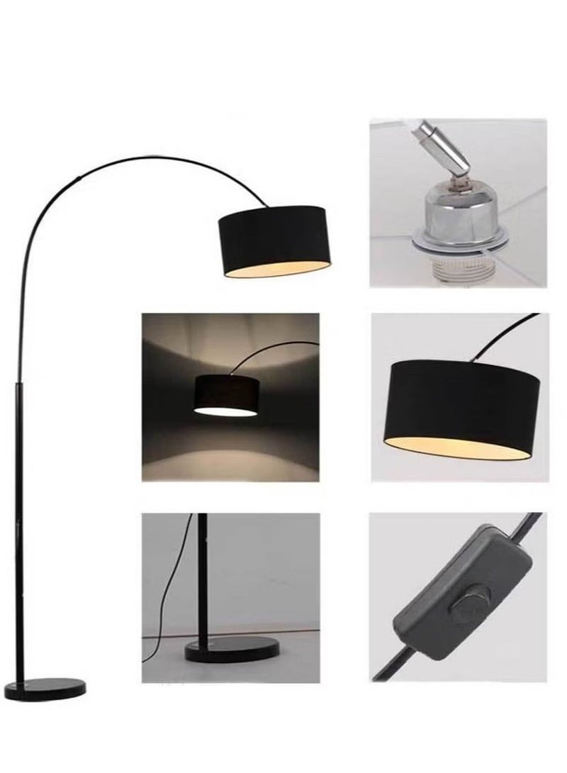 HOMESTAR Modern Curved Floor Lamp 3 Levels Remote Control Dimmable Adjustable Height Marble Base with warm light Bedroom Living Room Office Standard Lamp Black  - Image 2
