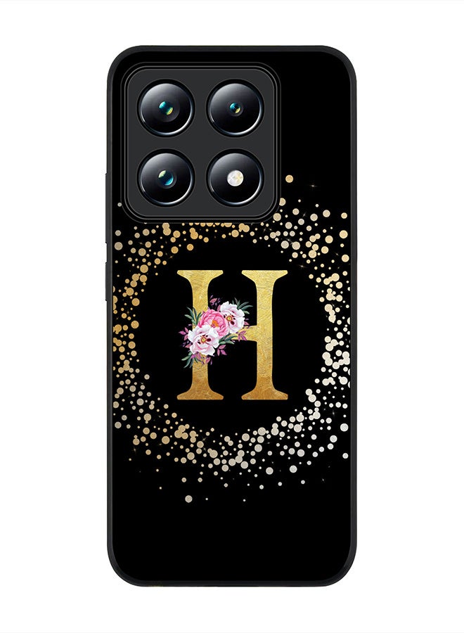 Stylizedd For Xiaomi 14T pro Case,Slim fit Camera Protection, Shockproof Thin Phone cover - Custom Monogram Floral - H ( Black ) - Image 1