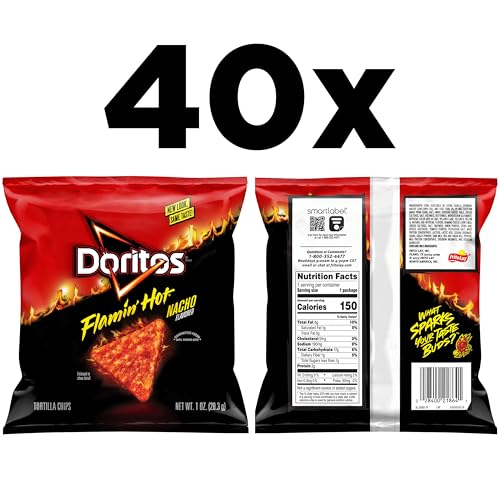 Doritos Flavored Tortilla Chips Flamin Hot Nacho 1 Ounce Pack of 40 - Image 5