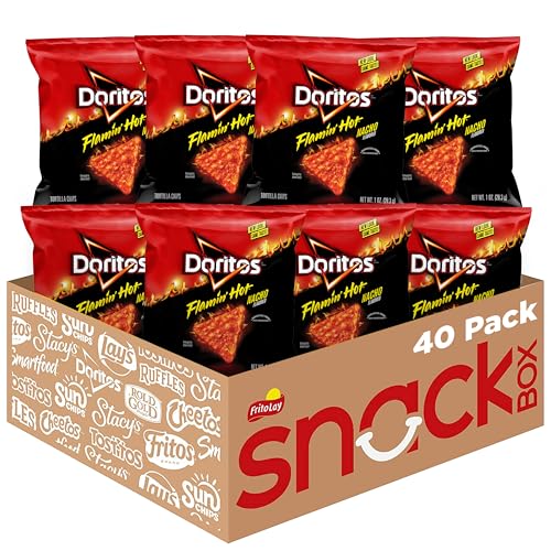 Doritos Flavored Tortilla Chips Flamin Hot Nacho 1 Ounce Pack of 40 - Image 1