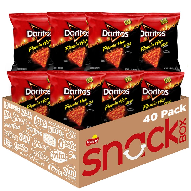 Doritos Flavored Tortilla Chips Flamin Hot Nacho 1 Ounce Pack of 40 - Image 3