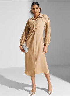 Montania Balloon Sleeve Button Down Dress  - Image 1