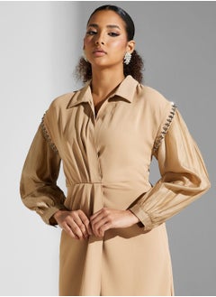 Montania Balloon Sleeve Button Down Dress  - Image 3