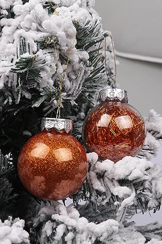 YYCRAFT Shatterproof Clear Plastic Christmas Ball Ornaments 6CM Xmas Balls Baubles Set with Stuffed Delicate Decorations Orange - Image 3