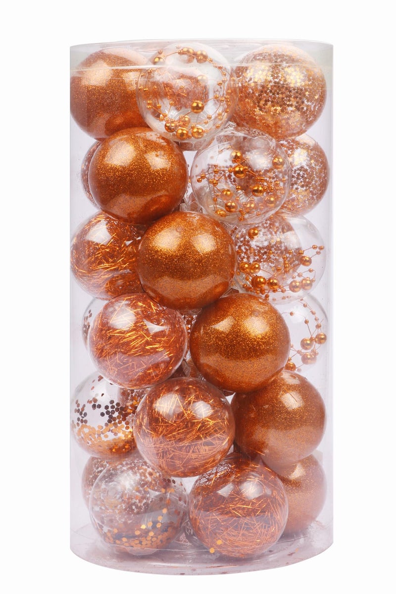 YYCRAFT Shatterproof Clear Plastic Christmas Ball Ornaments 6CM Xmas Balls Baubles Set with Stuffed Delicate Decorations Orange - Image 2