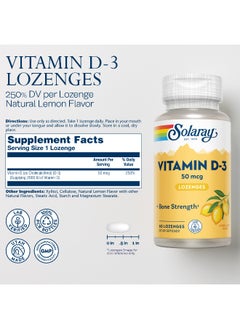 Solaray Vitamin D3 2000Iu Bone, Immune And Mood Support 60 Lozenges  - Image 2