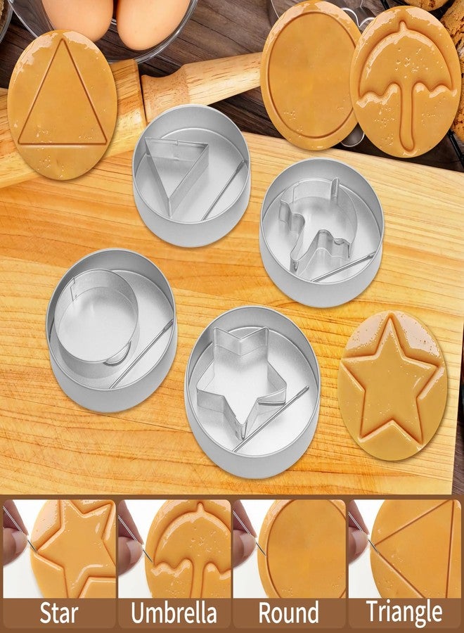 Woosuke 4 Set Korean Dalgona Cookie Kit, Squid Sugar Game Cookie Set with Stainless Steel Round, Star, Umbrella, Triangle Cookie Cutters for DIY Baking & Home Party - Image 2