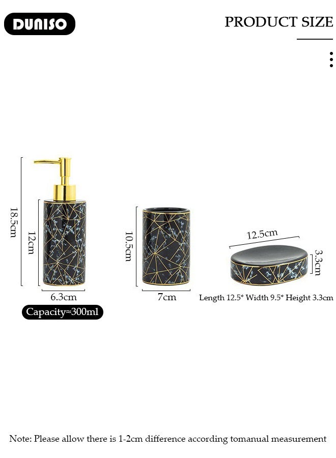 DUNISO Bathroom Accessories Set, 4 Pcs Ceramic Bathroom Decor Accessories, Includes Soap Dispenser, Toothbrush Cup, Soap Dish, Home Apartment Modern Bathroom Decor Vanity Countertop, Countertop Organizer for Housewarming Gift  - Image 2