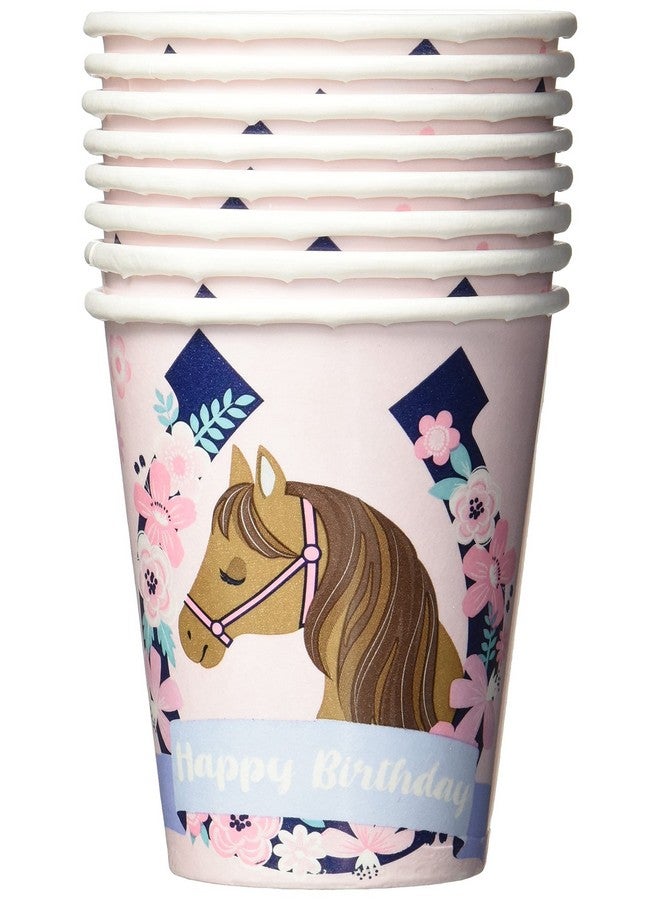 Amscan أكواب سادل أب الوردية والزرقاء (عبوة من 8) سعة 9 أونصات. أكواب ورقية قابلة للتخلص منها وصديقة للبيئة مثالية للاحتفالات بعيد ميلاد الأطفال. - Image 2