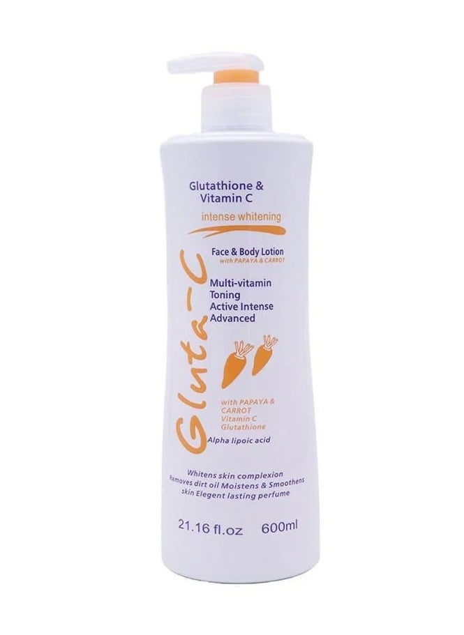 GLUTA C - Glutathione and Vitamin C Whitening Face and Body Lotion with Papaya and Carrot 600 ml - Image 1