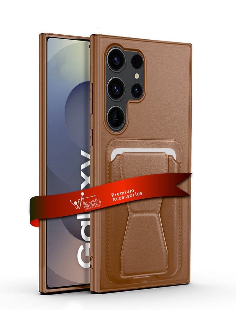دبليو تيك سامسونج جالاكسي S25 الترا 2025 سيليكون TPU مع غطاء حافظة حامل البطاقة - بني - Image 1