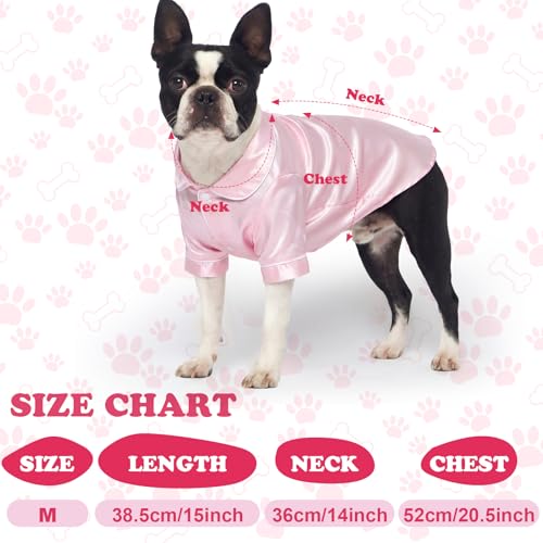 Cosblank Dog Silk Pajamas Shirts Puppy Satin Pjs Pet Sleepwear Soft Faux Silk Lapel Two-Legged for Small Dogs Bridal Party(M,Navy)(M,Pink) - Image 2