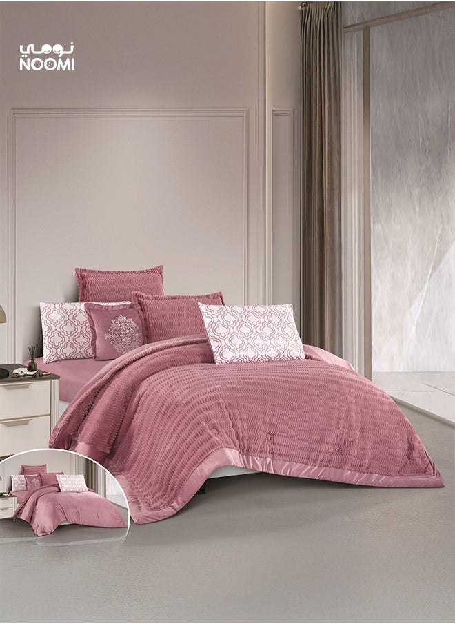 Noomi 5 Pieces Winter Comforter Set One Velvet Side And One Side Fur Single Size 170x230 cm  - Image 1