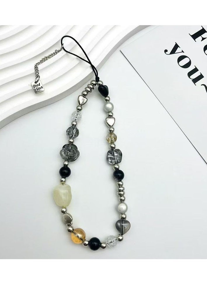 Generic Rose Phone Lanyard Women's Beaded Keychain & Wristband for Phone Camera Wallet  - Image 1