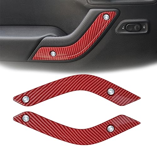 Phamyor Interior Door Grab Handle Inserts Cover Trim for 2007-2018 Jeep Wrangler JK JKU Sports Sahara Rubicon & Unlimited, Replace OE 1RC72JAHAD 1RC72JAHAE, L&R, Red Carbon Fiber - Image 1