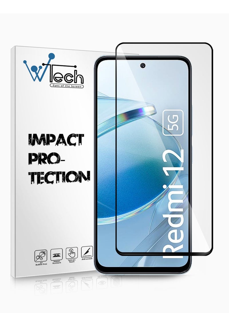 Wtech Premium E2E Full Glue Full Cover Tempered Glass Screen Protector For Xiaomi Redmi 12 4G/5G 2023 Clear/Black - Image 1