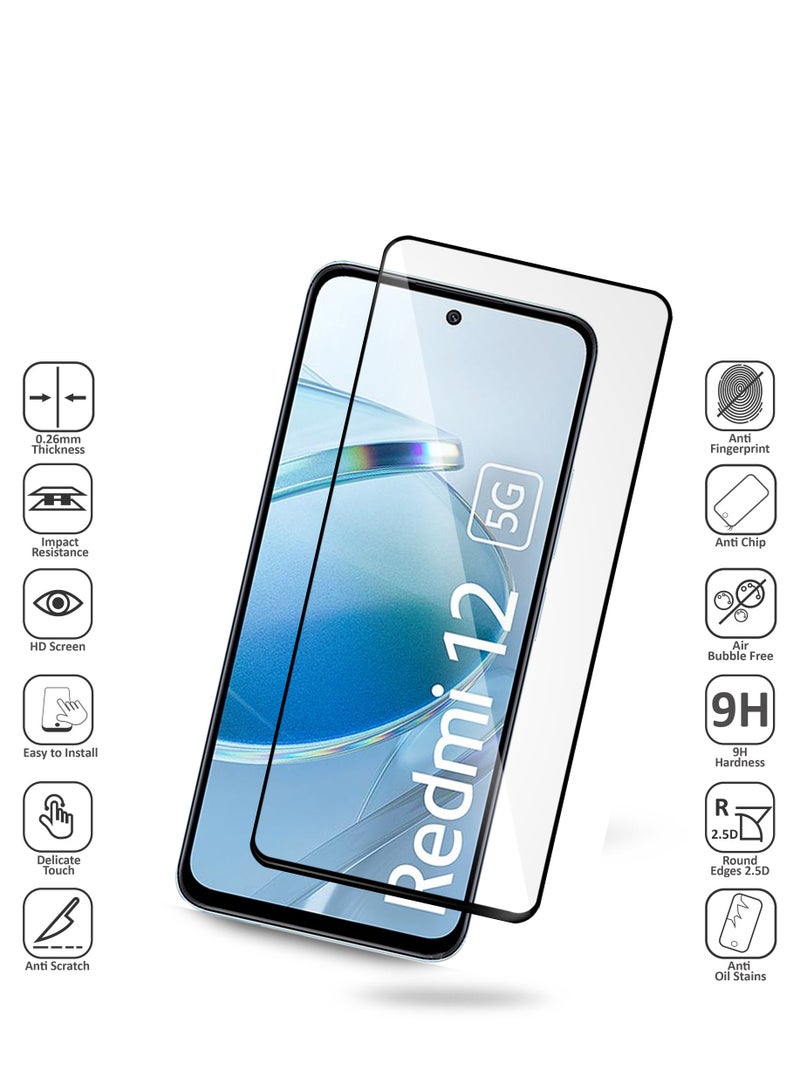 Wtech Premium E2E Full Glue Full Cover Tempered Glass Screen Protector For Xiaomi Redmi 12 4G/5G 2023 Clear/Black - Image 2