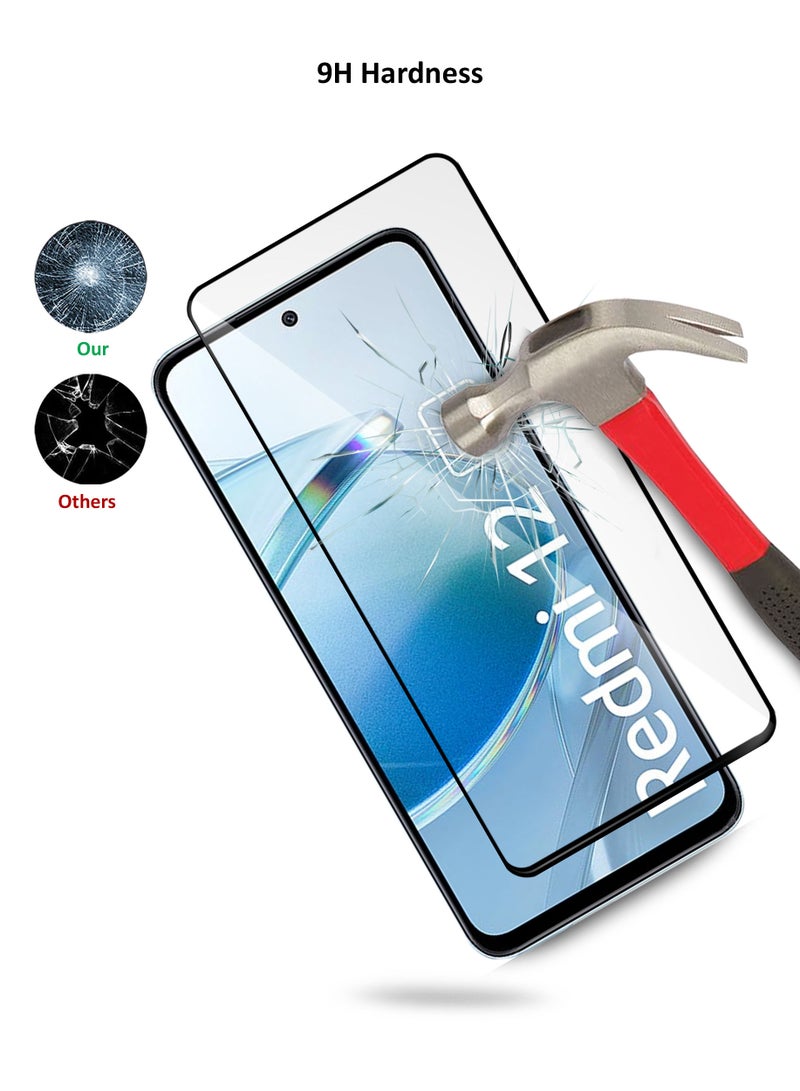 Wtech Premium E2E Full Glue Full Cover Tempered Glass Screen Protector For Xiaomi Redmi 12 4G/5G 2023 Clear/Black - Image 3