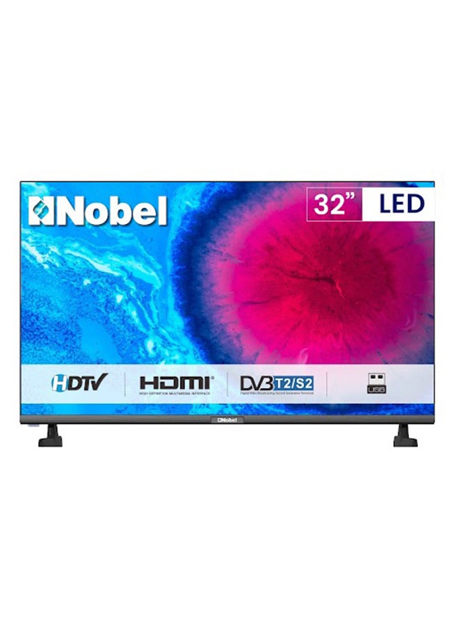 Nobel 32 Inch Led TV, Frameless, HD DLED 3xHDMI, 1xUSB,2xRF Input, 1xEarphone Output, 1xAV Input, 1xLAN With Remote Control, 19.2 x 72 x 46.2 (W x D x H) cm NTV32FL Black - Image 1