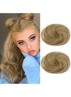 REECHO Eecho 2 Pcs Mini Claw Clip In Messy & Cat Ears Hair Bun Extensions Hb001 Wig Accessory Updo Hairpieces For Women Girls (Pack Of 23" Straight Golden With Blonde Highlights)  - Image 1