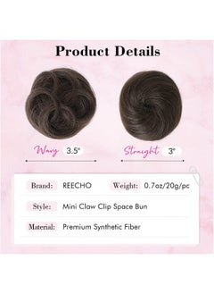 REECHO Eecho 2 Pcs Mini Claw Clip In Messy & Cat Ears Hair Bun Extensions Hb001 Wig Accessory Updo Hairpieces For Women Girls (Pack Of 23" Straight Golden With Blonde Highlights)  - Image 4