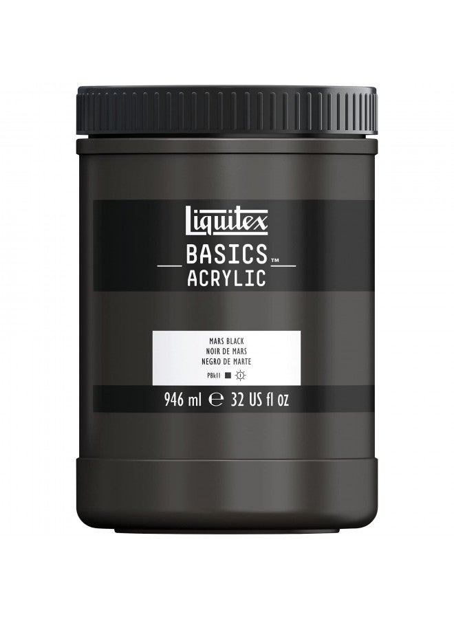 Liquitex BASICS Acrylic Paint, 946ml (32-oz) Jar, Mars Black - Image 1