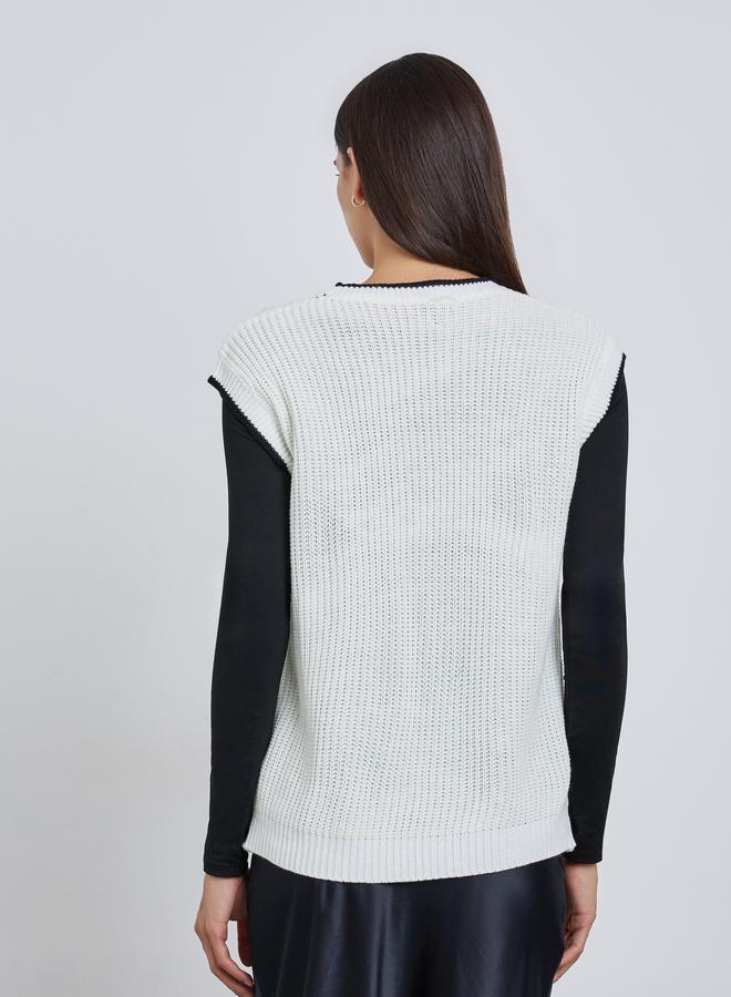 Take Two White Sleeveless Knit Top - Image 4