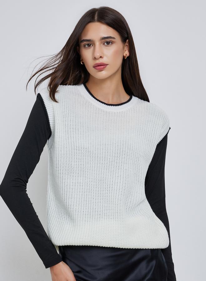Take Two White Sleeveless Knit Top - Image 1