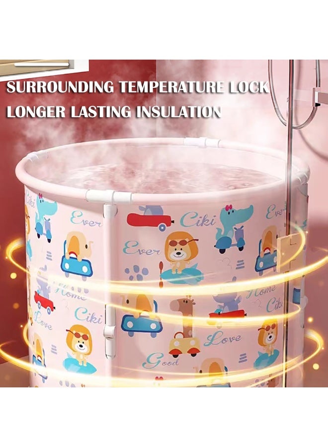 Foldable Portable PVC Bathtub for Camping, Home Spa, Hot and Ice Bath, Soaking - Large Thickened Deepened Freestanding Tub for Baby, Kids, Adults (Pink)  - Image 4