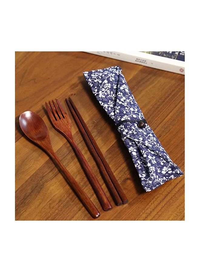 Wooden Fork Spoon Chopsticks Three-piece Suit Travel Portable Tableware Nice Dinnerware - Image 4