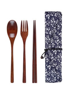 Generic Wooden Fork Spoon Chopsticks Three-piece Suit Travel Portable Tableware Nice Dinnerware  - Image 1