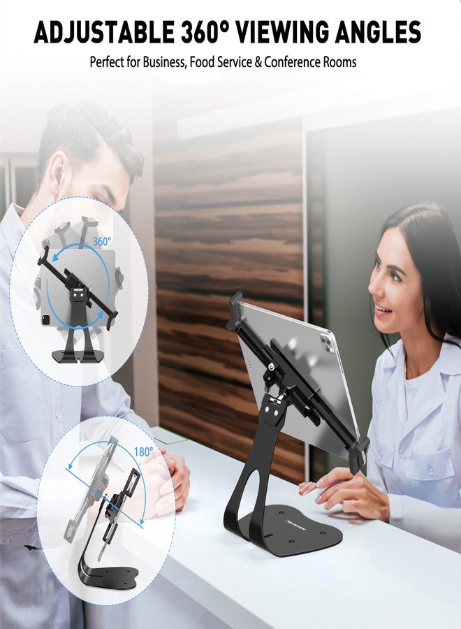 AboveTEK Anti-Theft Tablet Stand, Universal Security POS Tablet Holder, Diagonally-Oriented iPad Lock Mount for 7-13 inch iPad, Galaxy with Security Cord and Key, 360° Swivel for Business and Retail - Image 3