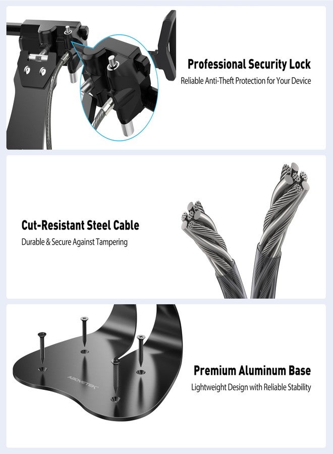 AboveTEK Anti-Theft Tablet Stand, Universal Security POS Tablet Holder, Diagonally-Oriented iPad Lock Mount for 7-13 inch iPad, Galaxy with Security Cord and Key, 360° Swivel for Business and Retail - Image 5