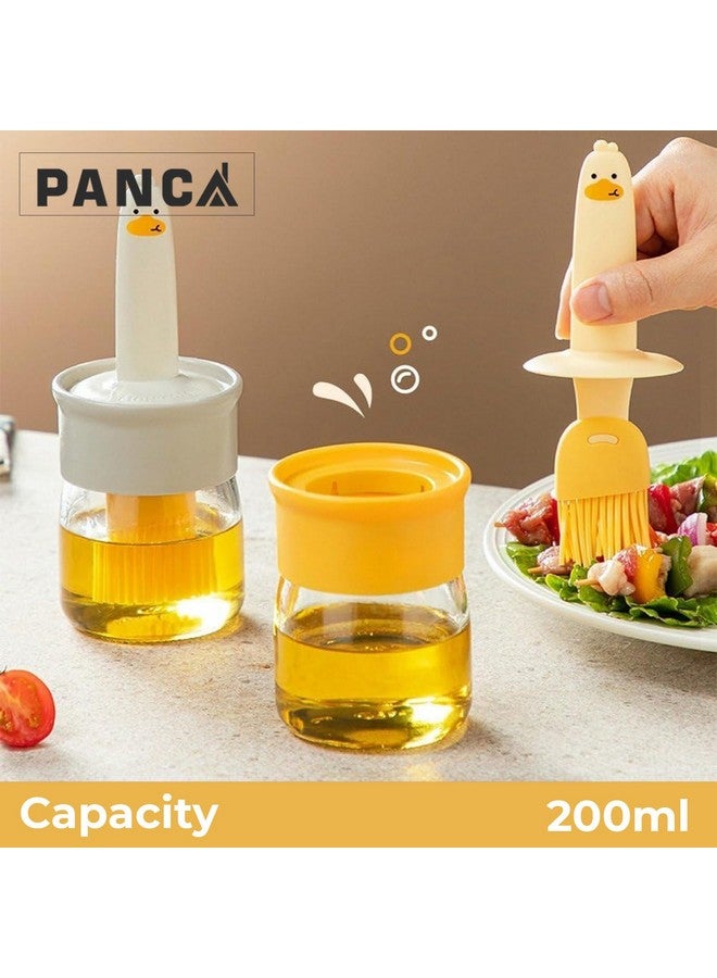 PANCA زجاجة توزيع زيت بانكا مع فرشاة سيليكون 200 مل - جرة شفافة مانعة للتسرب للطهي، الخبز، الشواء | حاوية متعددة الاستخدامات مع فرشاة (صفراء) - Image 5