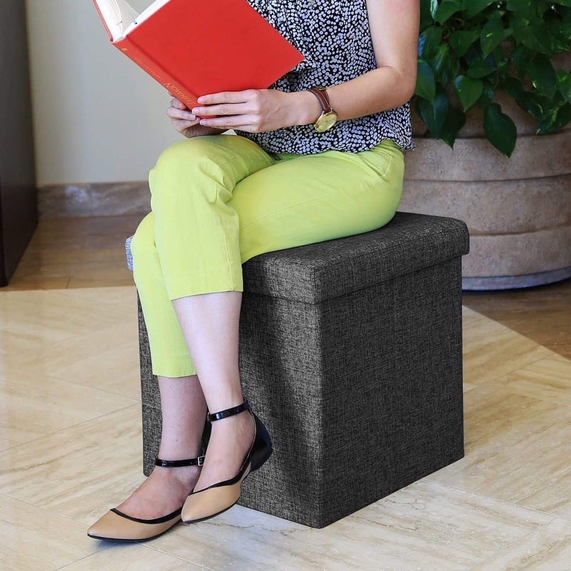 ABTRIX WITH AB Foldable Storage Footrest Clutter Toys Collection Box Coffee Table Ottoman Versatile SpaceSaving Closet Cover Max Load 80 kg with Memory Foam Seat Grey - Image 2