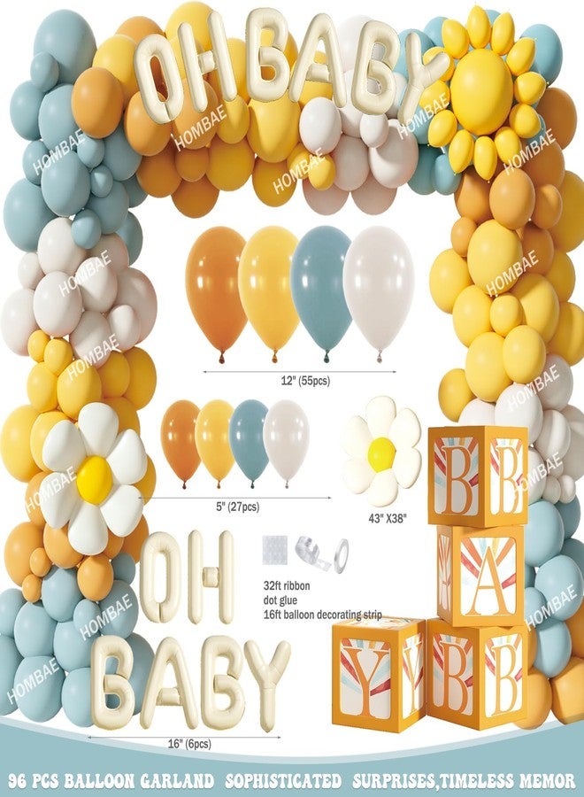 Hombae Boho Baby Shower Decorations - 119 PCs Boys Here Comes the Sun Baby Shower Party Supplies with Backdrop, Tablecloth, Balloon Garland, Boxes, Sash, Badges, Banner, Foil Balloon, Poster - Image 3