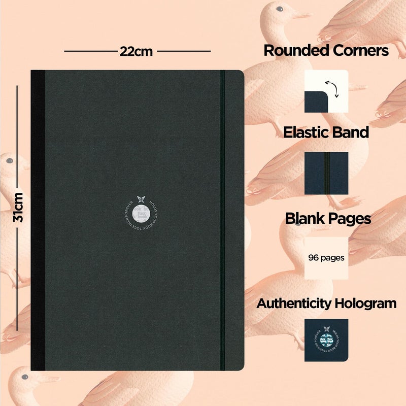 Flexbook Flexbook Sketchbook Black Large A4 22x31cm 96 Pages 170gsm Special Quality Munken Paper Special Black Art Paper Cover Elastic Band Closure FSC Certified  - Image 3