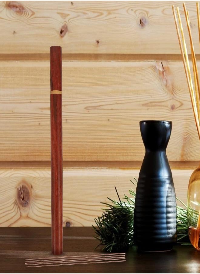 Healifty Healifty Incense Holder Vintage Rosewood Practical Incense Tube Incense Stick Burner Kitchen Tea Tube Coffee Sugar Storage Canisters Jar Buddhist Supply Home Decor Dark Red  - Image 2