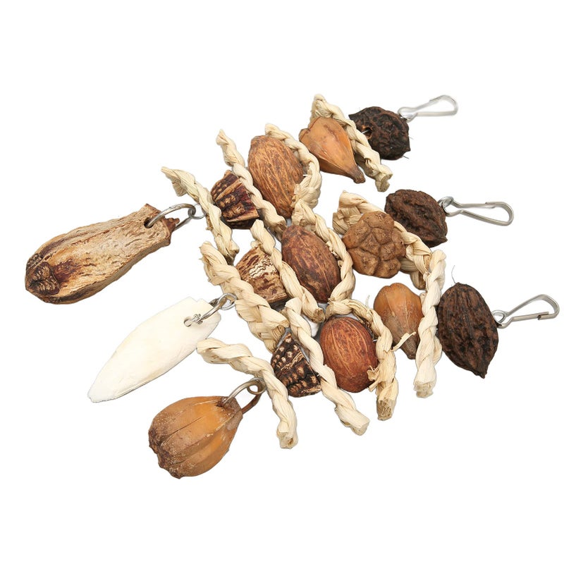 Natural Corn Leaves Parrot Chew Toys Set With Cuttlebone Nuts Stainless Steel Hooks - Image 5