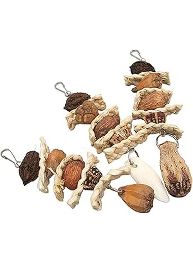 Natural Corn Leaves Parrot Chew Toys Set With Cuttlebone Nuts Stainless Steel Hooks - Image 1