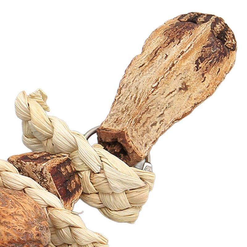 Natural Corn Leaves Parrot Chew Toys Set With Cuttlebone Nuts Stainless Steel Hooks - Image 3