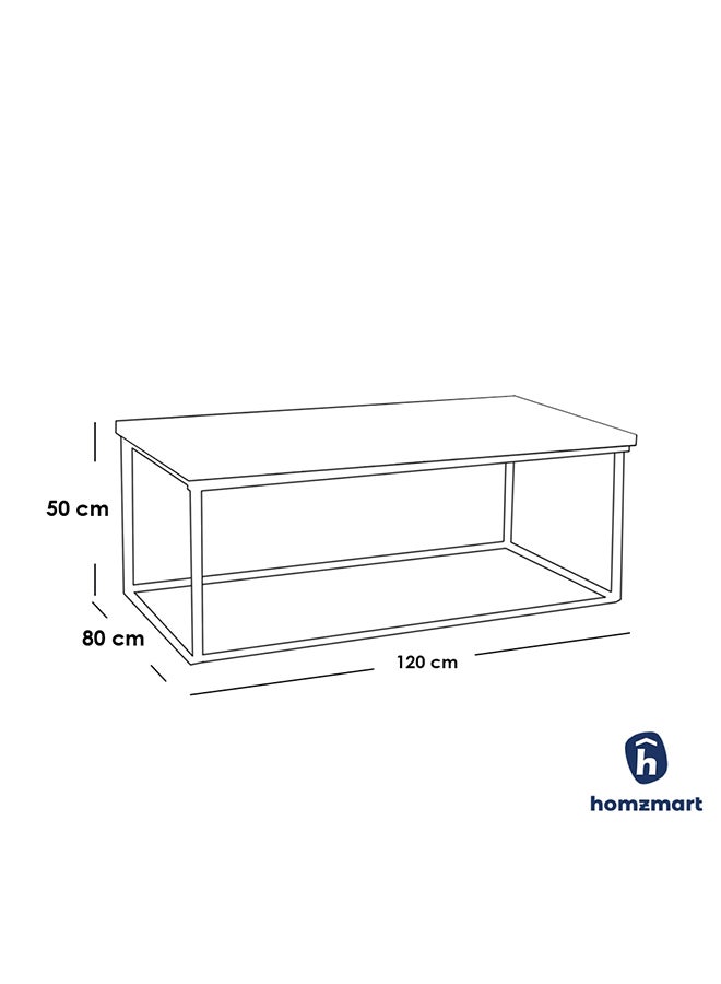 هومزمارت طاولة قهوة حديد  و  خشب رخامي  متعدد الالوان- 120×80×50سم - Image 3