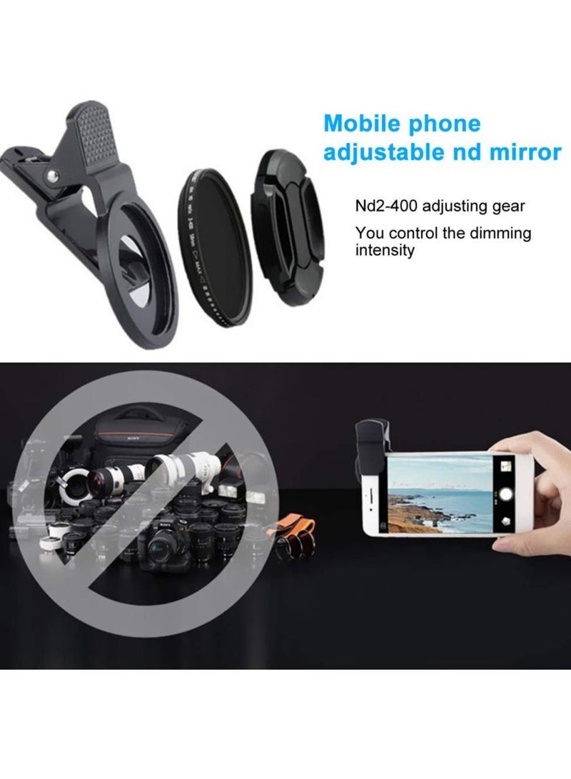 Excefore Cellphone Camera Filter 37 mm Professional Cell Phone Camera Filter Kit Neutral Density Filter with Phone Clip for Almost All The Smartphones - Image 2