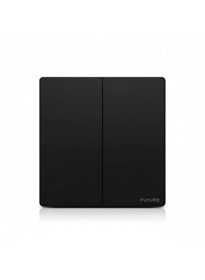 Future 2 Gang 2 Way Switch | 10A Wall Light Switch | Premium Black Finish | Two Gang Two Way Electrical Switch | Modern Home & Office Wall Switch | 250V | 35 Years Warranty - Image 1