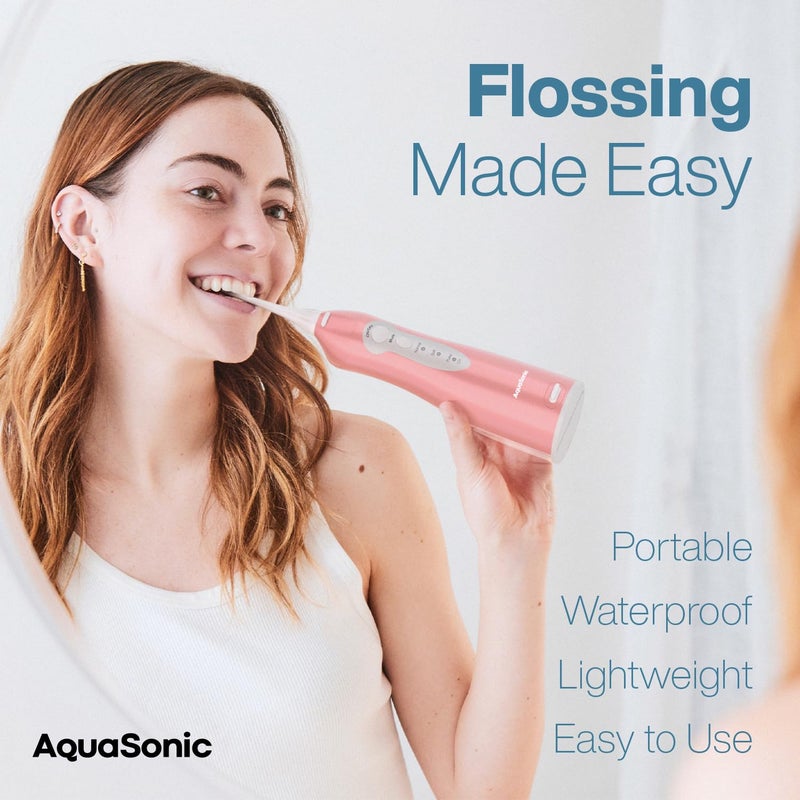AquaSonic Water Flosser - Cordless Rechargeable Water Flossers for Teeth Cleaning - Waterproof Aqua Flosser, Portable Oral Irrigator for Dental Cleaning with 5 Jet Tips – Braces Home Travel - Image 2